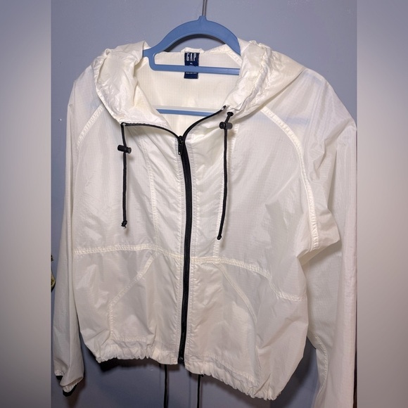 GAP White Utility Jacket with Hood and Zipper, XL - Picture 3 of 5